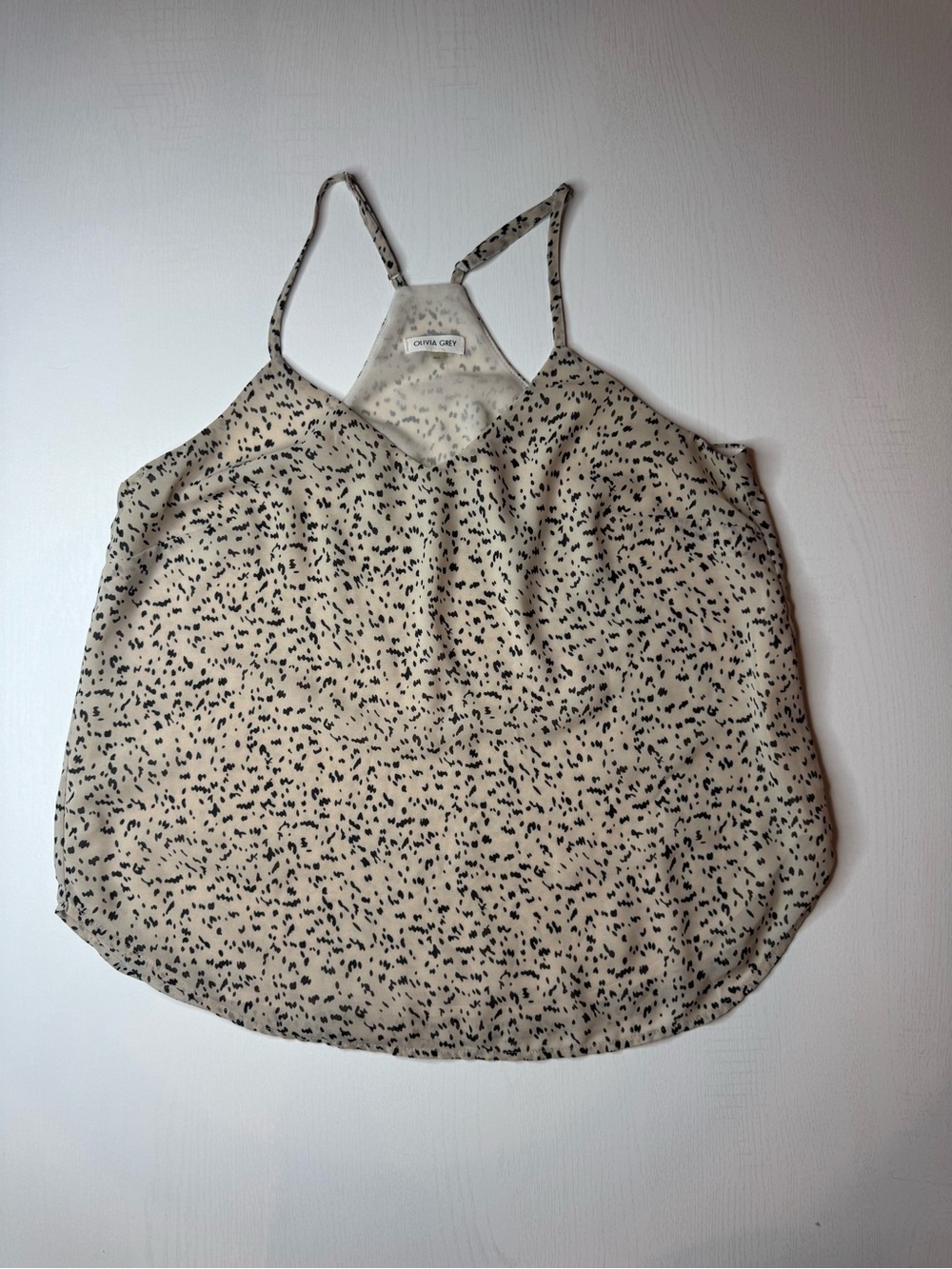Cream Printed Spaghetti Strap Cami Tank Top